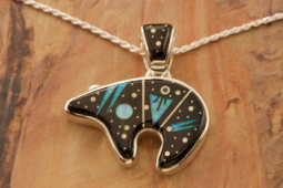 Calvin Begay Night Sky Sterling Silver Bear Pendant